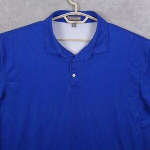 Peter Millar Polo Shirt Mens 2XL Blue Summer Comfort Dot Golf Print Stretch